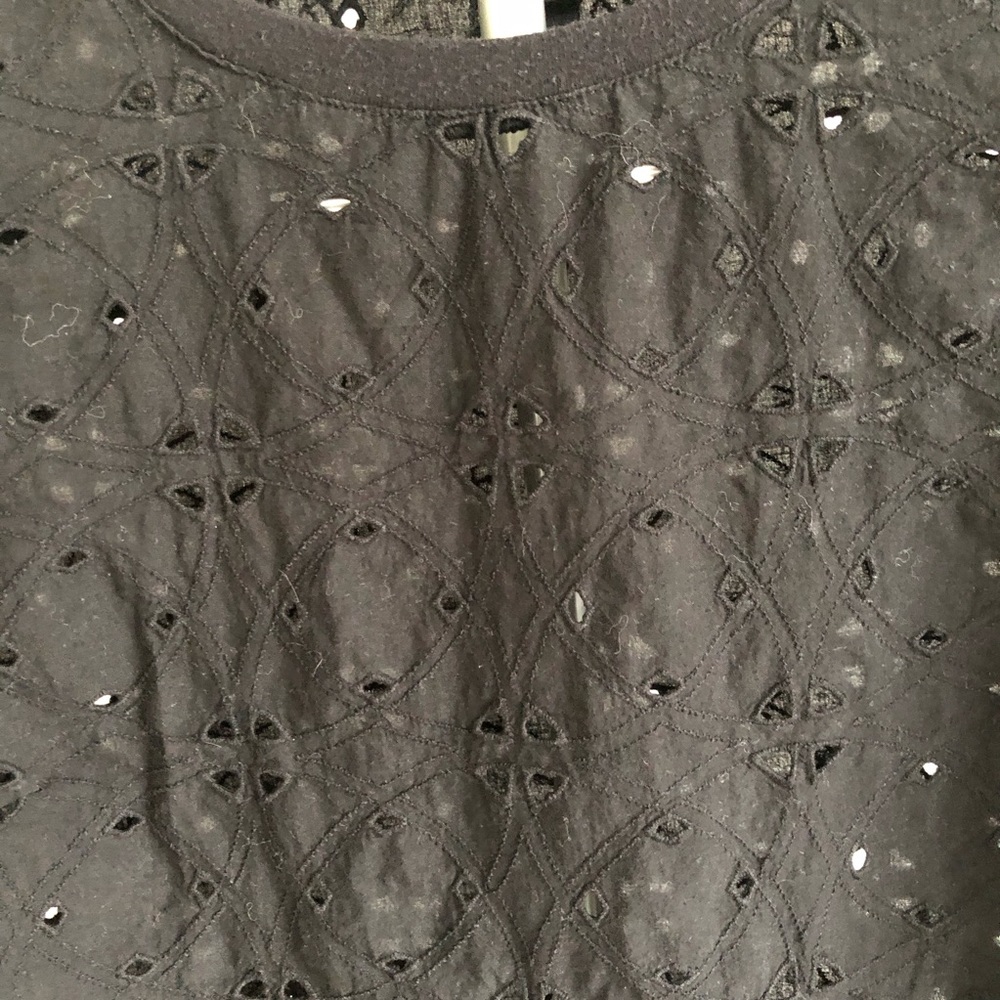 Who What Wear Black Eyelet short sleeve blouse - Picture 7 of 8
